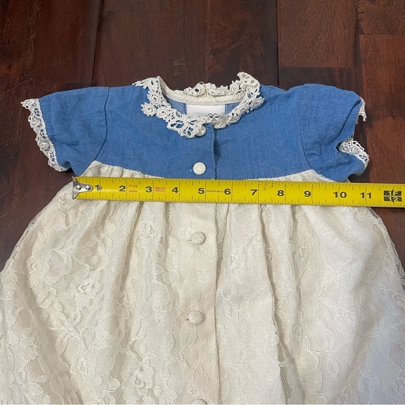 Vintage Jo Lene Lace Dress 18 Months Made In The USA Cream Off White - Picture 6 of 7